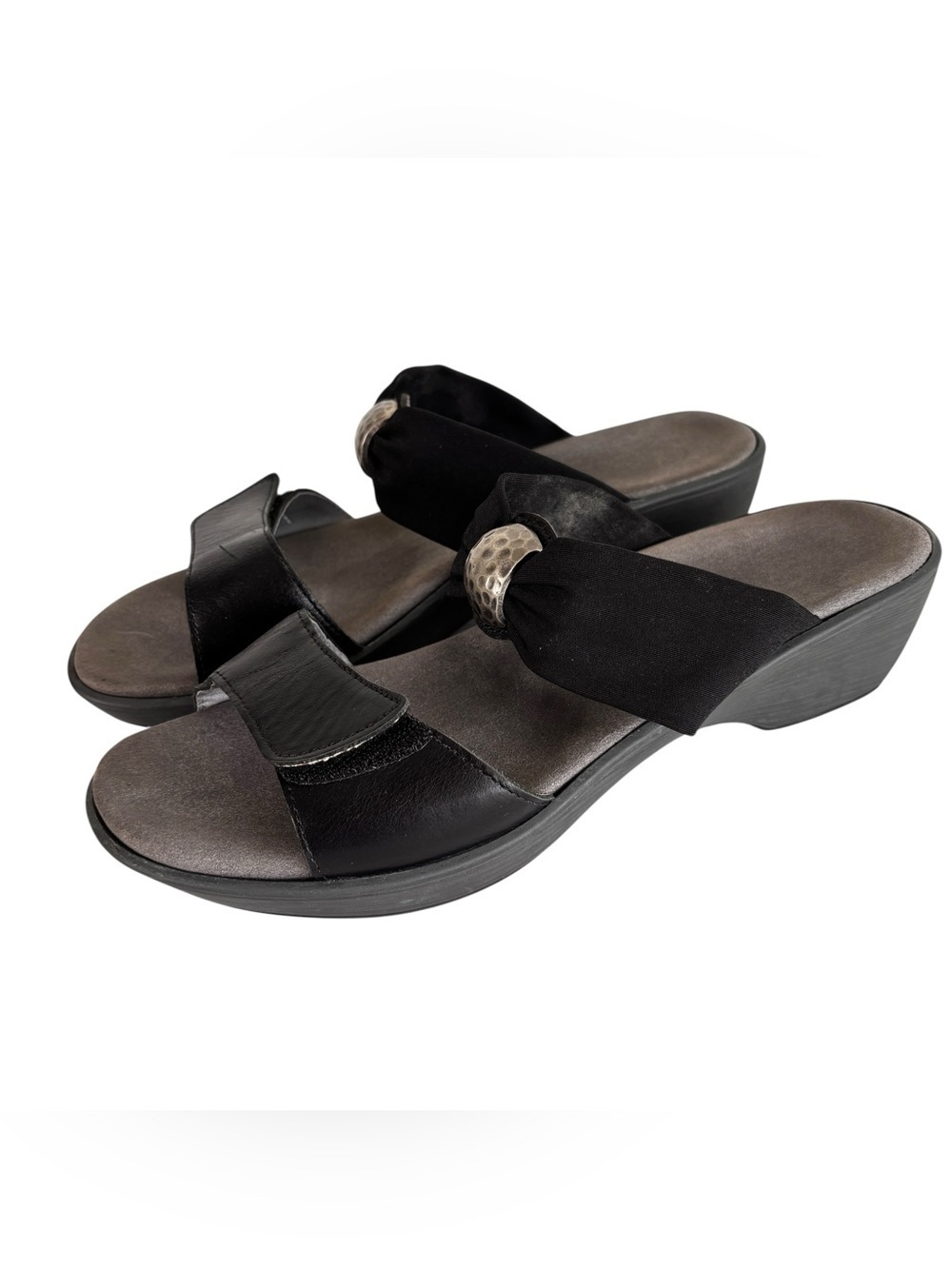Naot Pinotage Slide Sandal Womens Sz 41 US 10 / 10.5 Slip On Black Leather Wedge